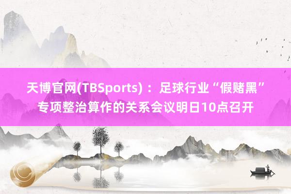 天博官网(TBSports) ：足球行业“假赌黑”专项整治算作的关系会议明日10点召开