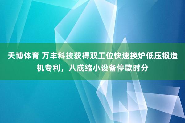 天博体育 万丰科技获得双工位快速换炉低压锻造机专利，八成缩小设备停歇时分
