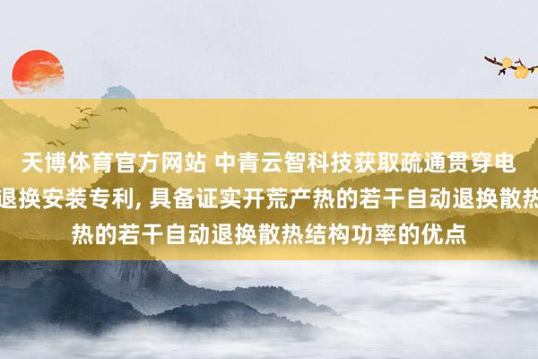 天博体育官方网站 中青云智科技获取疏通贯穿电气开荒柔性智能退换安装专利, 具备证实开荒产热的若干自动退换散热结构功率的优点