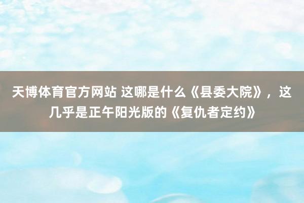 天博体育官方网站 这哪是什么《县委大院》，这几乎是正午阳光版的《复仇者定约》
