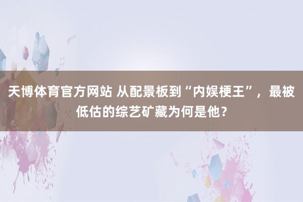 天博体育官方网站 从配景板到“内娱梗王”，最被低估的综艺矿藏为何是他？