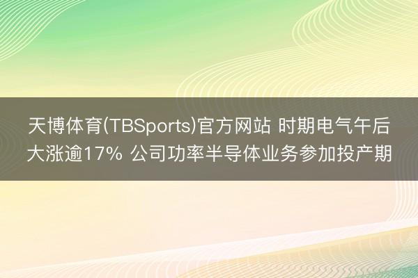 天博体育(TBSports)官方网站 时期电气午后大涨逾17% 公司功率半导体业务参加投产期
