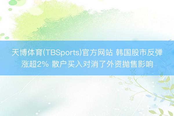 天博体育(TBSports)官方网站 韩国股市反弹涨超2% 散户买入对消了外资抛售影响
