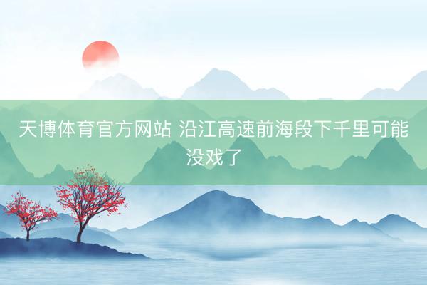 天博体育官方网站 沿江高速前海段下千里可能没戏了