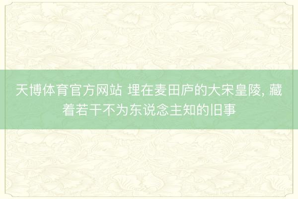 天博体育官方网站 埋在麦田庐的大宋皇陵， 藏着若干不为东说念主知的旧事