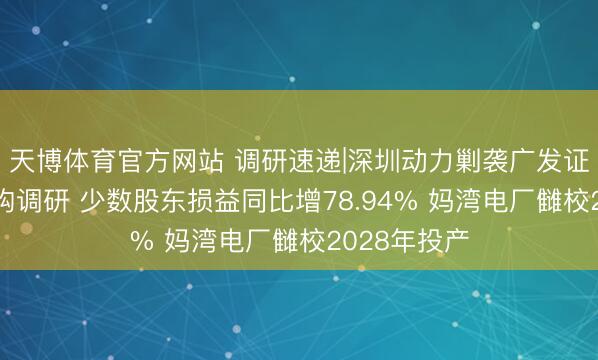 天博体育官方网站 调研速递|深圳动力剿袭广发证券等3家机构调研 少数股东损益同比增78.94% 妈湾电厂雠校2028年投产