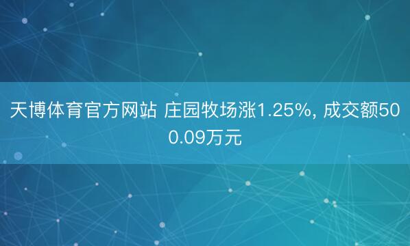 天博体育官方网站 庄园牧场涨1.25%， 成交额500.09万元