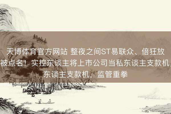天博体育官方网站 整夜之间ST易联众、倍狂放、*ST广糖被点名！实控东谈主将上市公司当私东谈主支款机，监管重拳