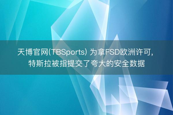 天博官网(TBSports) 为拿FSD欧洲许可， 特斯拉被指提交了夸大的安全数据